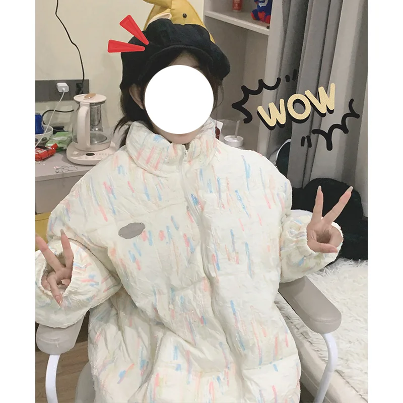 Парка женская с хлопковой подкладкой и принтом новинка зимы 2024 верхняя одежда