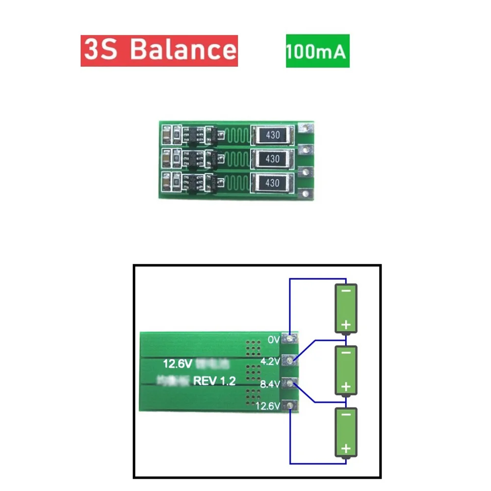 

2S 3S 4S 100MA Lithium Battery Balance Board Charger Protection Board 18650 26650 BMS Li-Ion Battery Balancer Current PCB Board