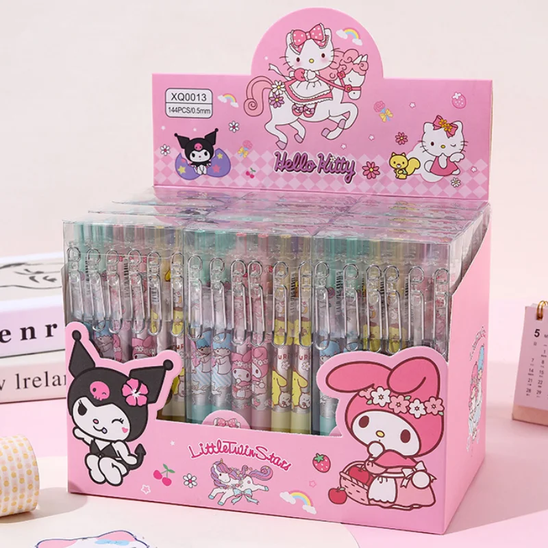 

12/24 шт. Sanrio гелевая ручка в стиле мультфильма Kawaii Cinnamoroll студенческие канцелярские принадлежности писать ручки 0,5 черный с металлическим крючком стандартная ручка
