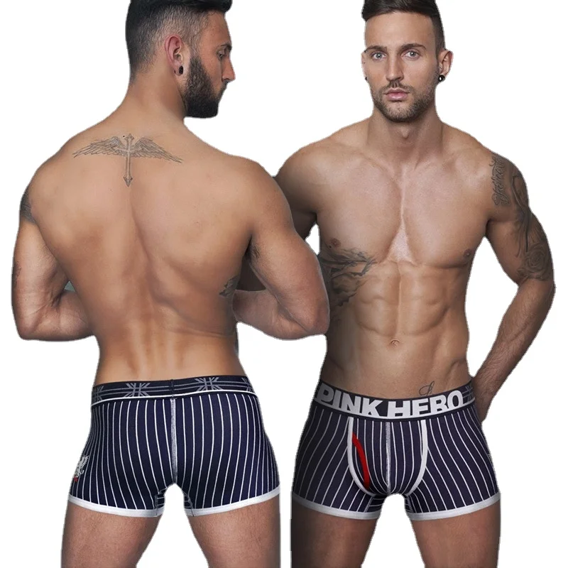 

HaleyChan, 1 шт., модное мужское сексуальное нижнее белье в полоску, хлопковые трусы-боксеры, мужские трусы-боксеры, мужские трусы-боксеры, мужско...