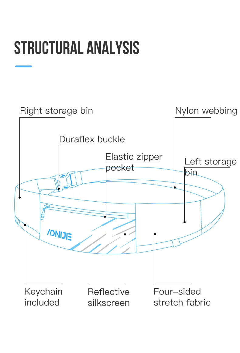 AONIJIE Sports Waist Bag Men Women Fanny Pack Lightweight Rainproof Reflective Running Bag Fitness Gym Hiking Travel phone Bag