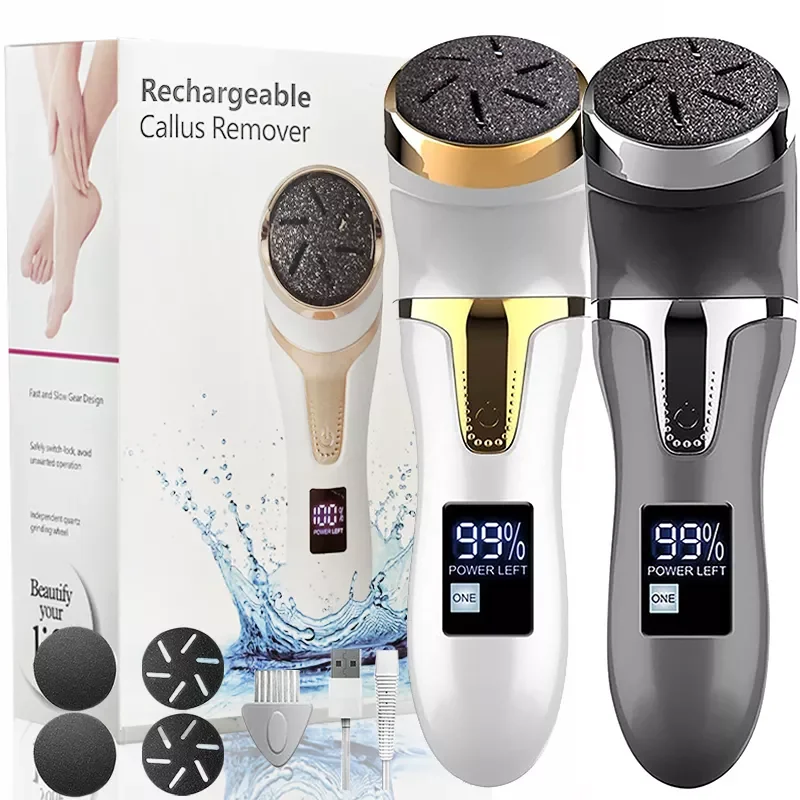 Foot File Rechargeable Waterproof Hard Skin Remover Foot with 3 Rollers Foot Files for Hard Skin and Dead Skin