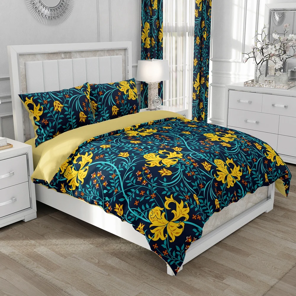 

Nordic Bedding set Linens Duvet cover set Queen/King/Euro/240x220 Bed Set Blanket/Quilt Covers for home floral Bedclothes Yellow