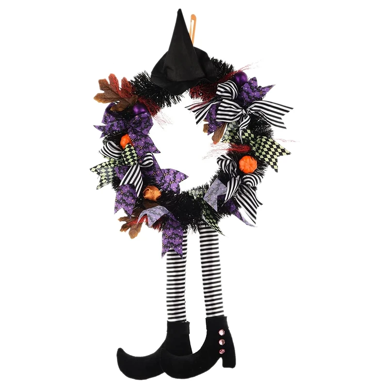 

Halloween Wreath With Legs Door Hanging Decoration For Home Hanging Ghost Decorations Scary Witch Ghost Hanging