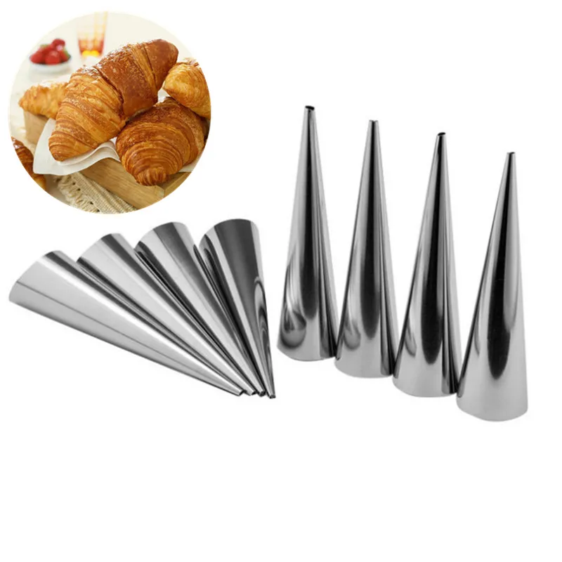 

5Pcs Conical Tube Cone Roll Moulds Spiral Croissants Molds Cream Horn Mould Pastry Mold Dessert Home Kitchen Baking Tool