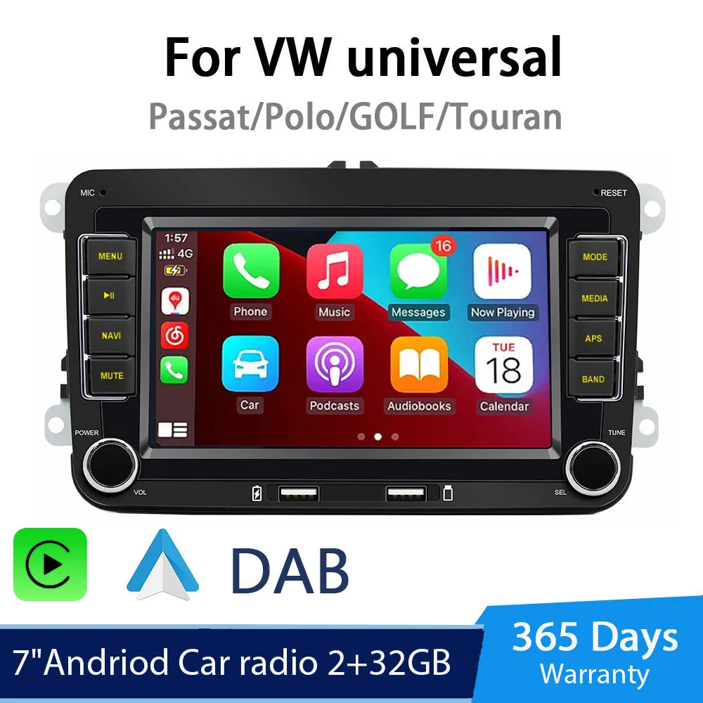 Автомагнитола 2DIN DAB Android для VW Tiguan Touran Caddy Jetta Polo Passat Seat мультимедийный плеер стерео GPS навигация WiFi