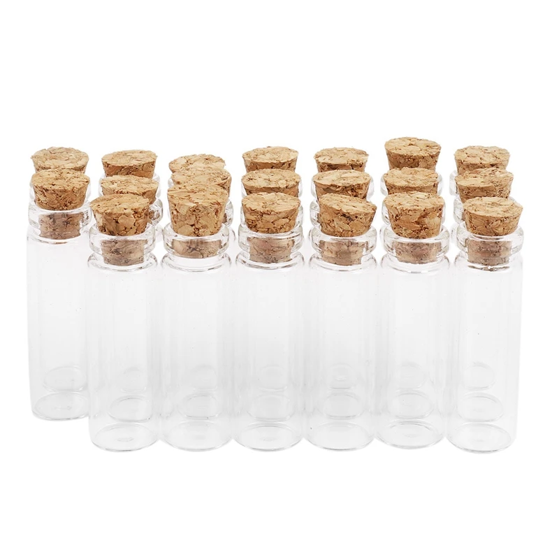

100Pcs 11X32mm Tiny Mini Empty Clear Cork Glass Bottles Vials 2Ml