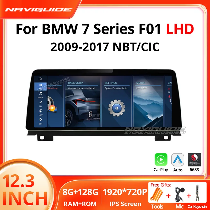 NAVIGUIDE 12 3 дюйма Android 13.0 для BMW 7 серии F01 F02 CIC NBT Carpaly AUTO Автомобильный радиоприемник GPS