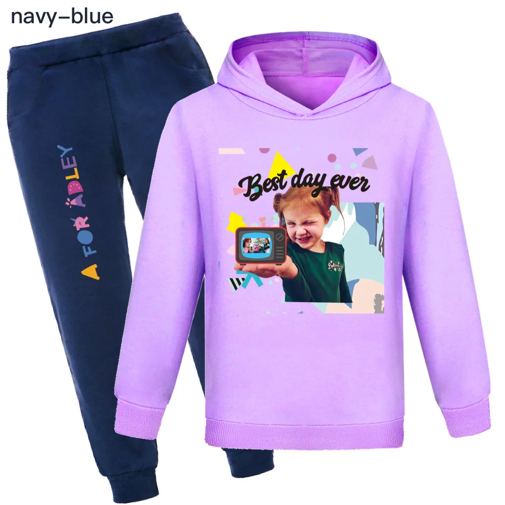 A for Adley Kids Spring Autumn Hoodie Sweater+Trousers 2pcs Suit Cartoon Clothes Baby Girls Clothing Sets Boys Sportsuits 2-16Y