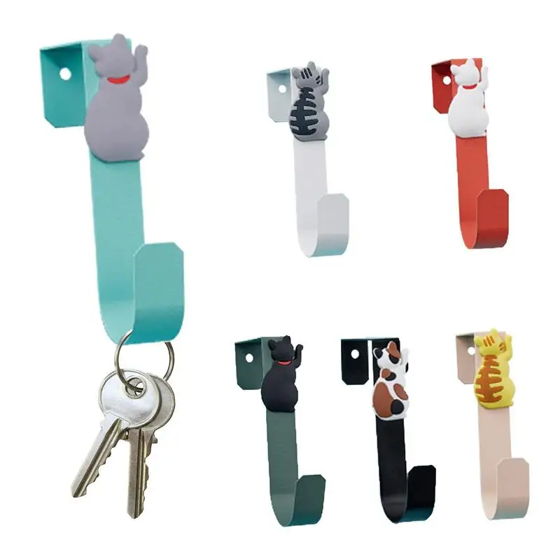 

6pcs Door Hooks Z-Shaped Towels Metal Over Door Hanger Door Hooks Cartoon Cat Door Hooks For Hanging Towels Bathroom