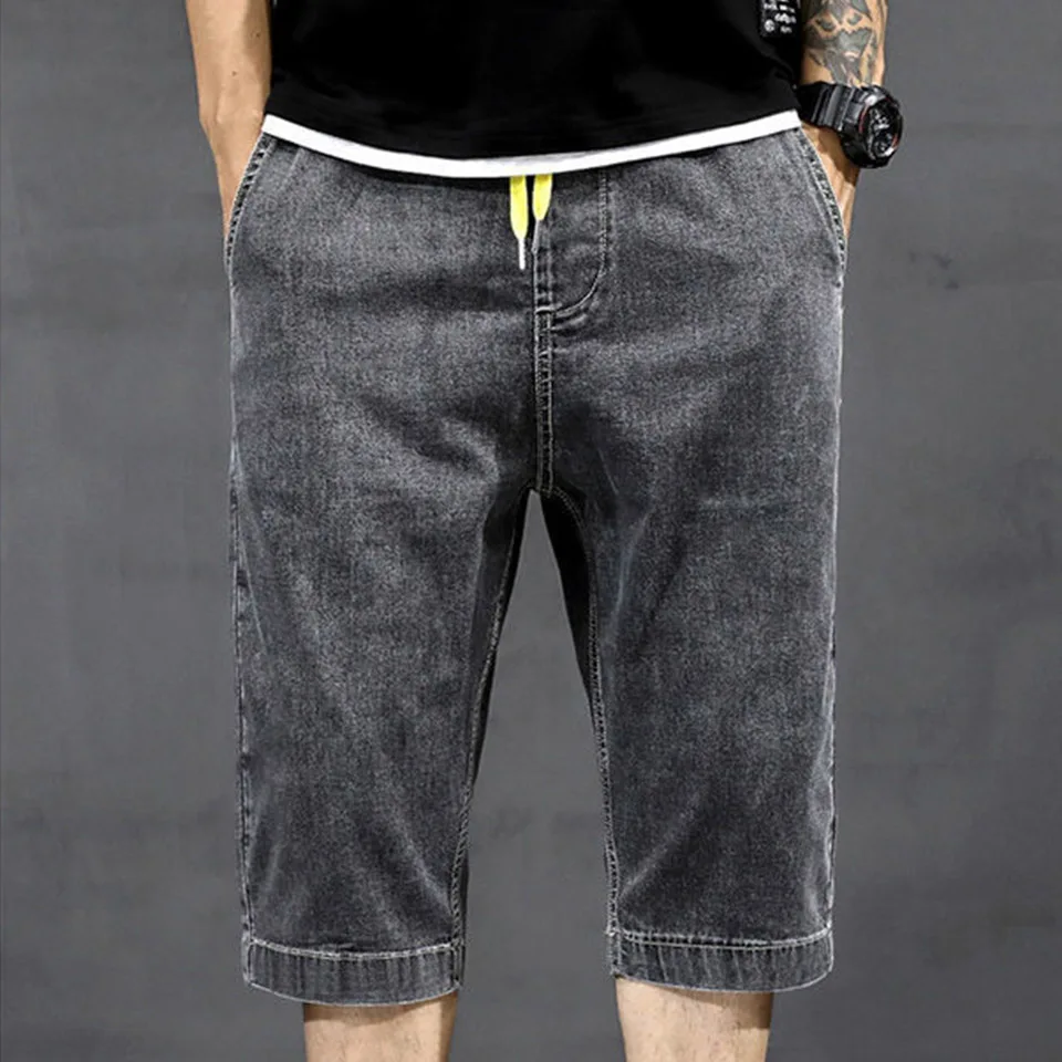 Cropped Trousers Denim Shorts Trendy New Men's 2023 New Summer Thin Luxury Brand Design Loose Over-The-Knee 7-Point Trousers A07