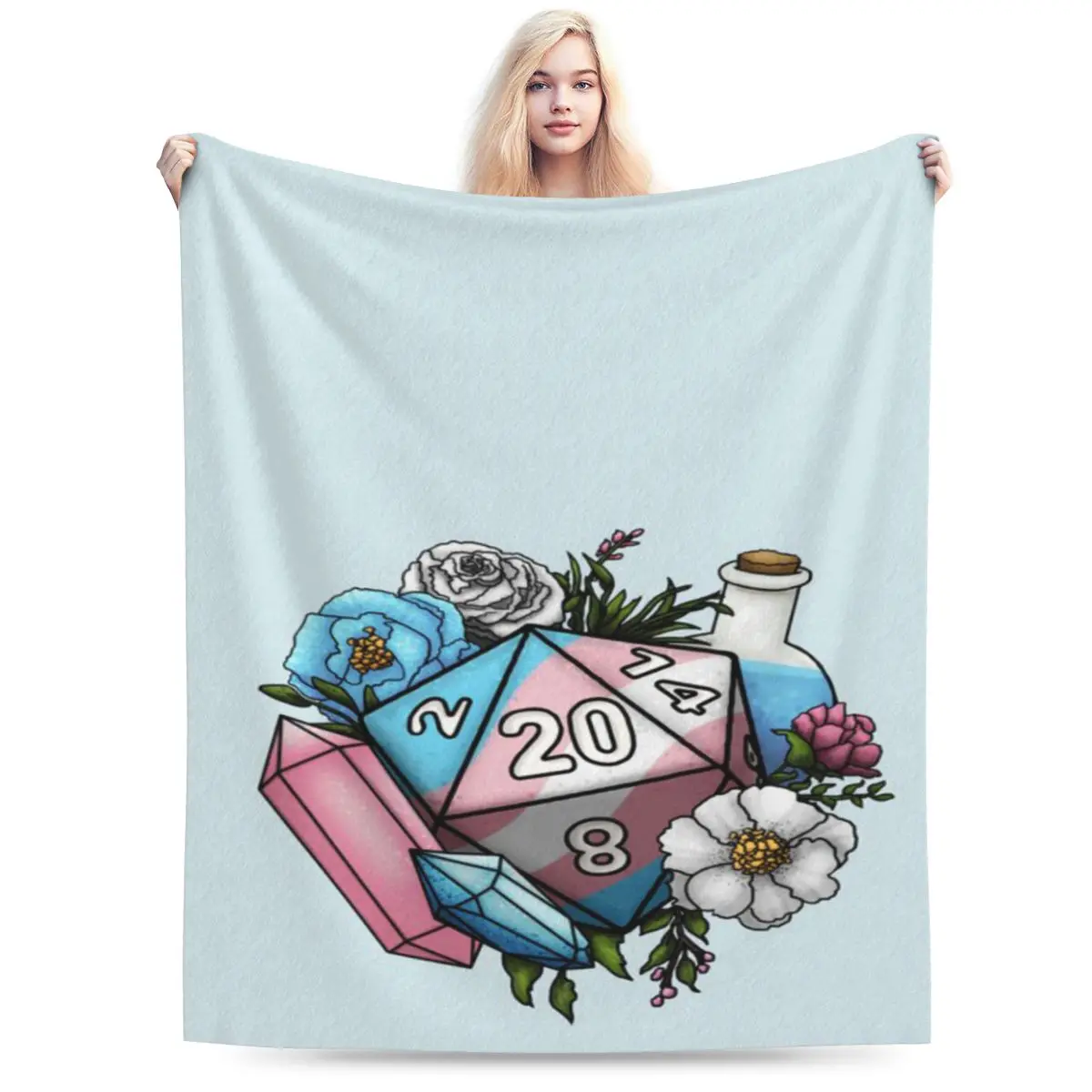 Настольные игровые кости Pride Transgender D20 ультрамягкое одеяло из микрофлиса