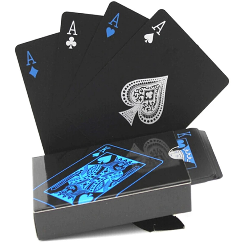

Black Gold Playing Card Poker Game Deck blue Silver Poker Suit Plastic Magic Waterproof Deck Of Card Magic Water Gift Collection