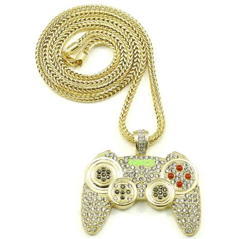 

Exquisite Fashion Creative Design Pave Zircon Simulation Video Game Controller Pendant Necklace for Men Hip Hop Party Jewelry