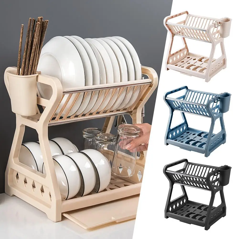 

Double Layer Dish Drying Rack Drainer Sturdy Double Kitchen Supplies Households With Sink Basket Dish Tools Storage Organiz A9N5