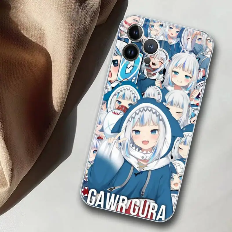 Gawr Gura Phone Case For iPhone 14 13 12 11 Pro Max XS X XR SE 2020 6 7 8 Plus Mini Transparent Shell