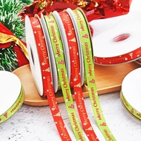 25 yards 1cm merry christmas ribbon roll tape xmas party gift wrap ribbon streamer decorations christmas tree decor navidad noel