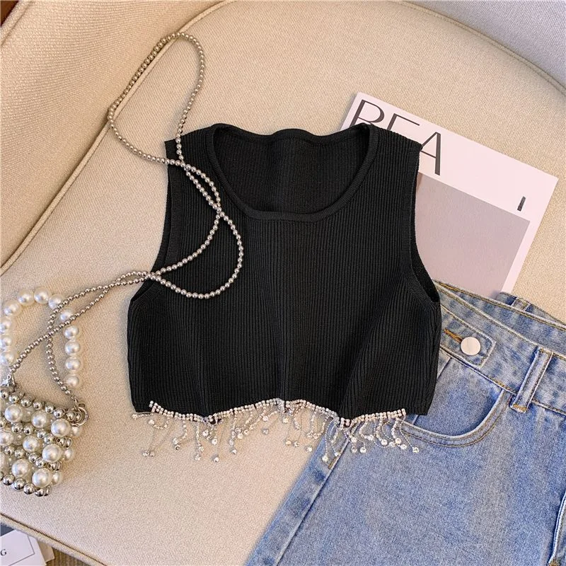 Женский Пурпурный трикотажный топ без рукавов эластичный однотонный