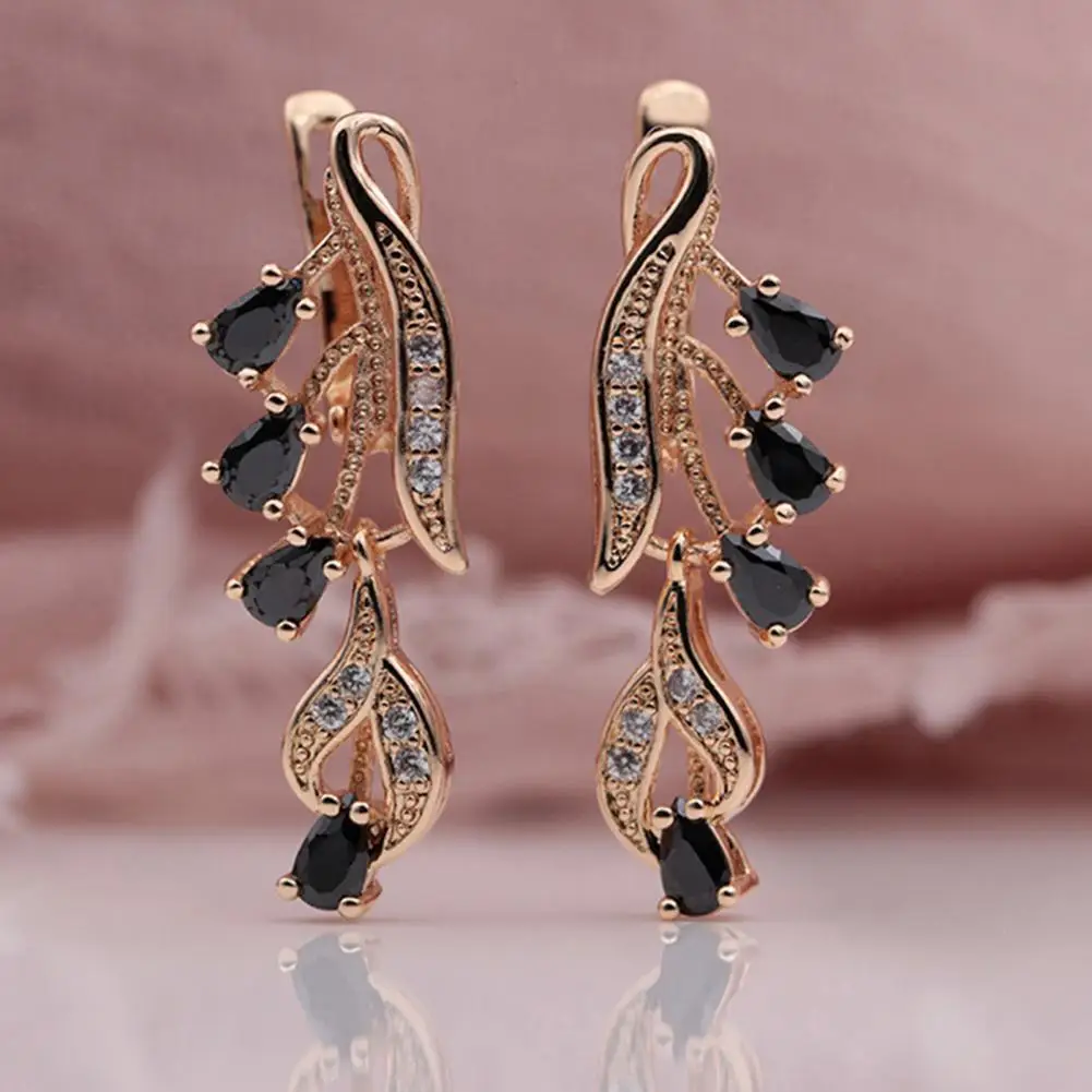 

1 Pair Ear Drop All-match Gift Exquisite Cubic Zirconia Lop Earring Women Earring for Anniversary