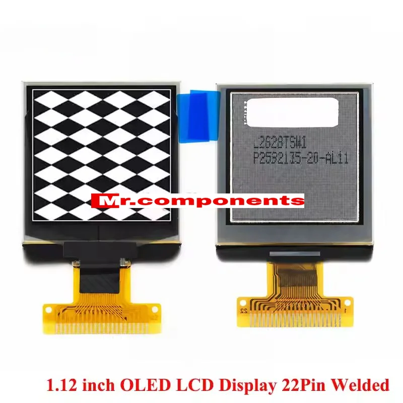Фото 1,12-дюймовый OLED-дисплей, модуль ЖК-экрана 1,12'' с драйвером SH1107, последовательный порт I2C SPI, матрица 128x128 точек, белый, без корпуса, 22PIN/20PIN №1