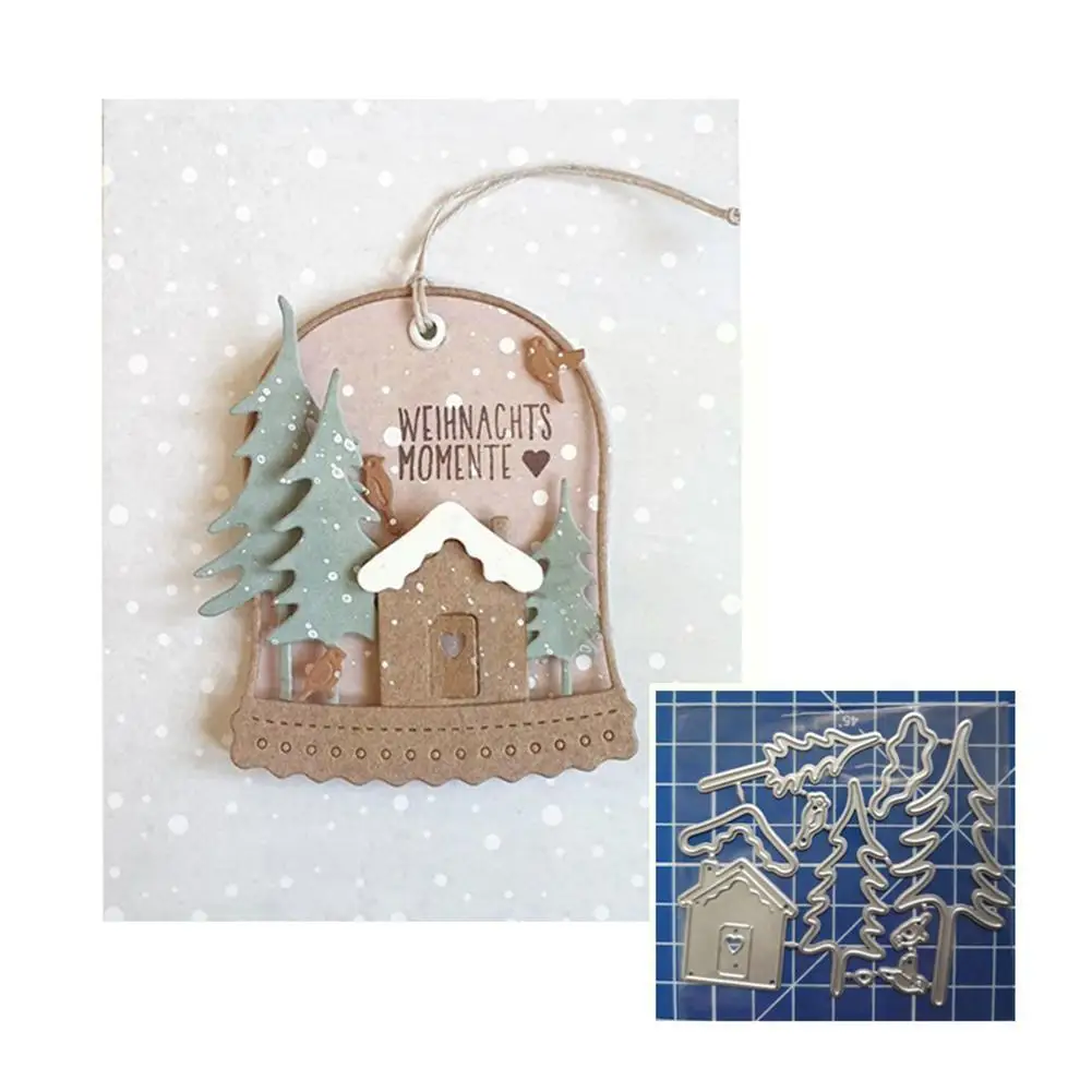 

Craft Metal Cutting Dies Cut Die Mold Christmas Tree Scrapbook Craft Dies Paper Punch Knife DIY Mould House Stencils Q9Y9