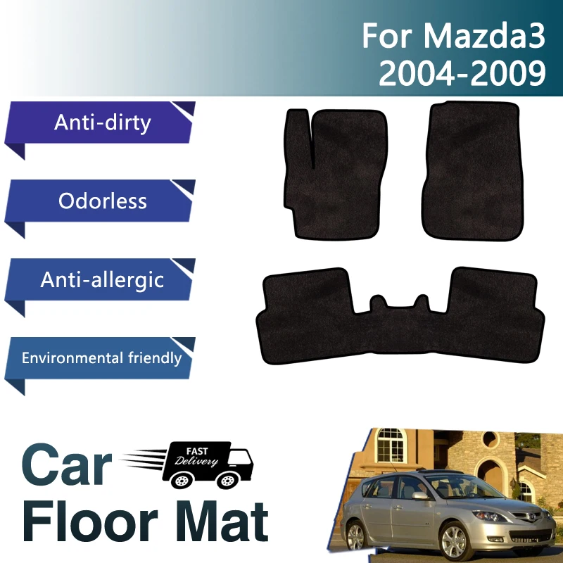 

Luxury Car Mats Floor For Mazda 3 Mazda3 Axela BK 2004~2009 Anti-dirty Pads Flannel Rugs Floor Carpet Foot Cover Car Accessories