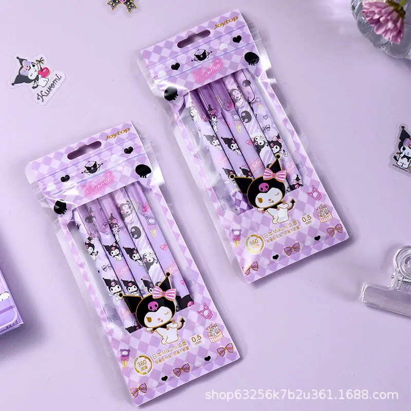 

Kawaii Kuromi My Melody Cinnamoroll Sanrio Anime 0.5Mm Gel Pen To Write Freely Cute Girly High-Value Press-Type Gel Pen 5Psc
