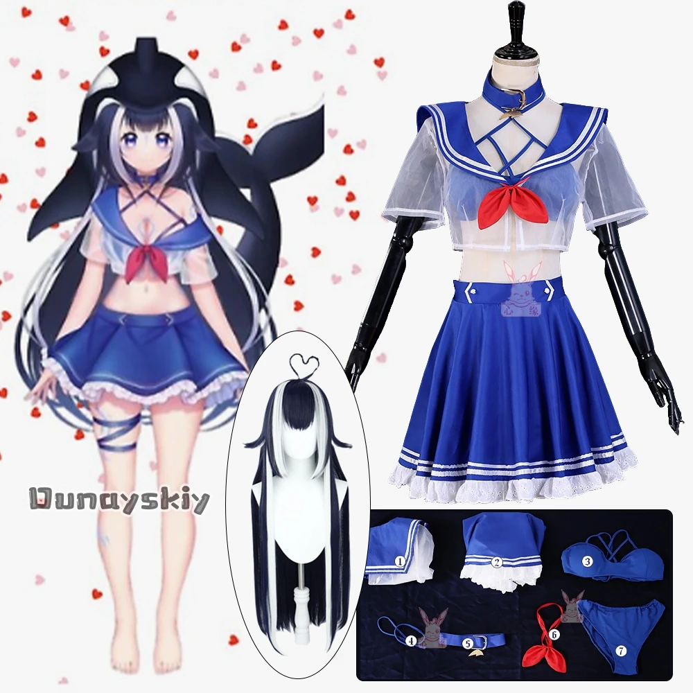 Фото Аниме виртуальный YouTuber Shylily Lily Косплей Костюм じ presentationい Sailor Suits Летние купальники s-xl Bikini Woman Сексуальные ролевые костюмы №1