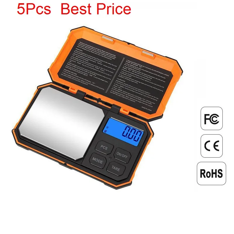 

Цифровые Мини-весы 5 шт./лот, 200 г, 0,01 г, карманные весы с калибровочным весом 50 г, электронные умные весы для продуктов, планшетов, ювелирных изделий