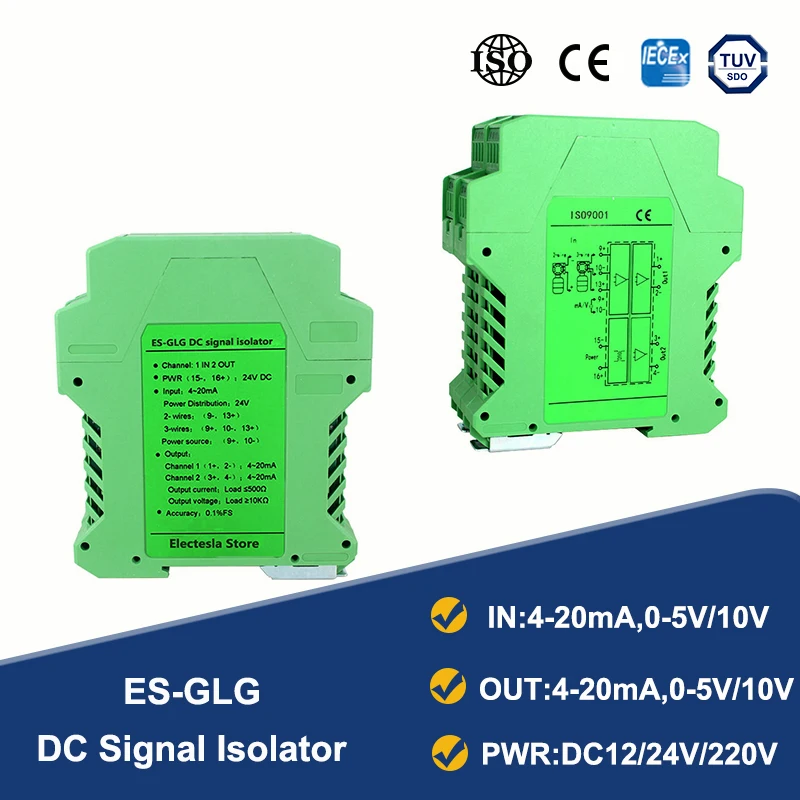 

Analog DC Signal Isolation Transmitter Current, Voltage Sensor Multi-input, Multi-output 0-10V 4-20mA 0-5V Signal Isolator