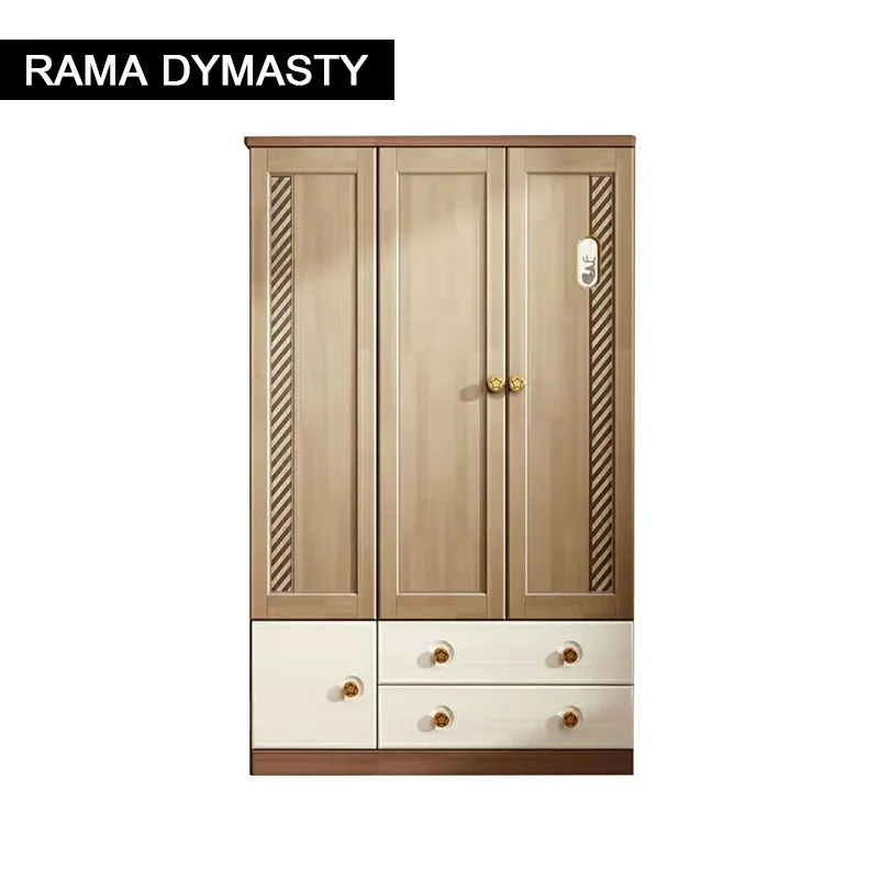 

Современный детский гардероб, двухдверный шкафчик с тремя дверцами и 2 ящиками, белый и Деревянный шкафчик для хранения в детской спальне