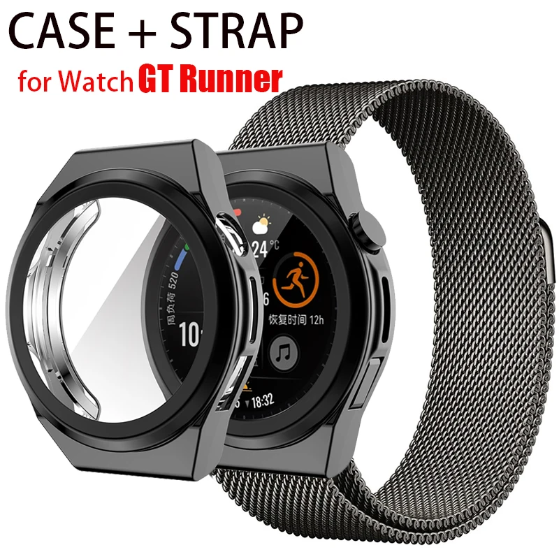 

Magnetic Loop bracelet Case Protector For Huawei Watch GT Runner Metal Strap Huawei GT runner Full cover Protective Shell frame