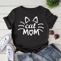 cat head mom print women t shirt short sleeve o neck loose women tshirt ladies tee shirt tops clothes camisetas mujer