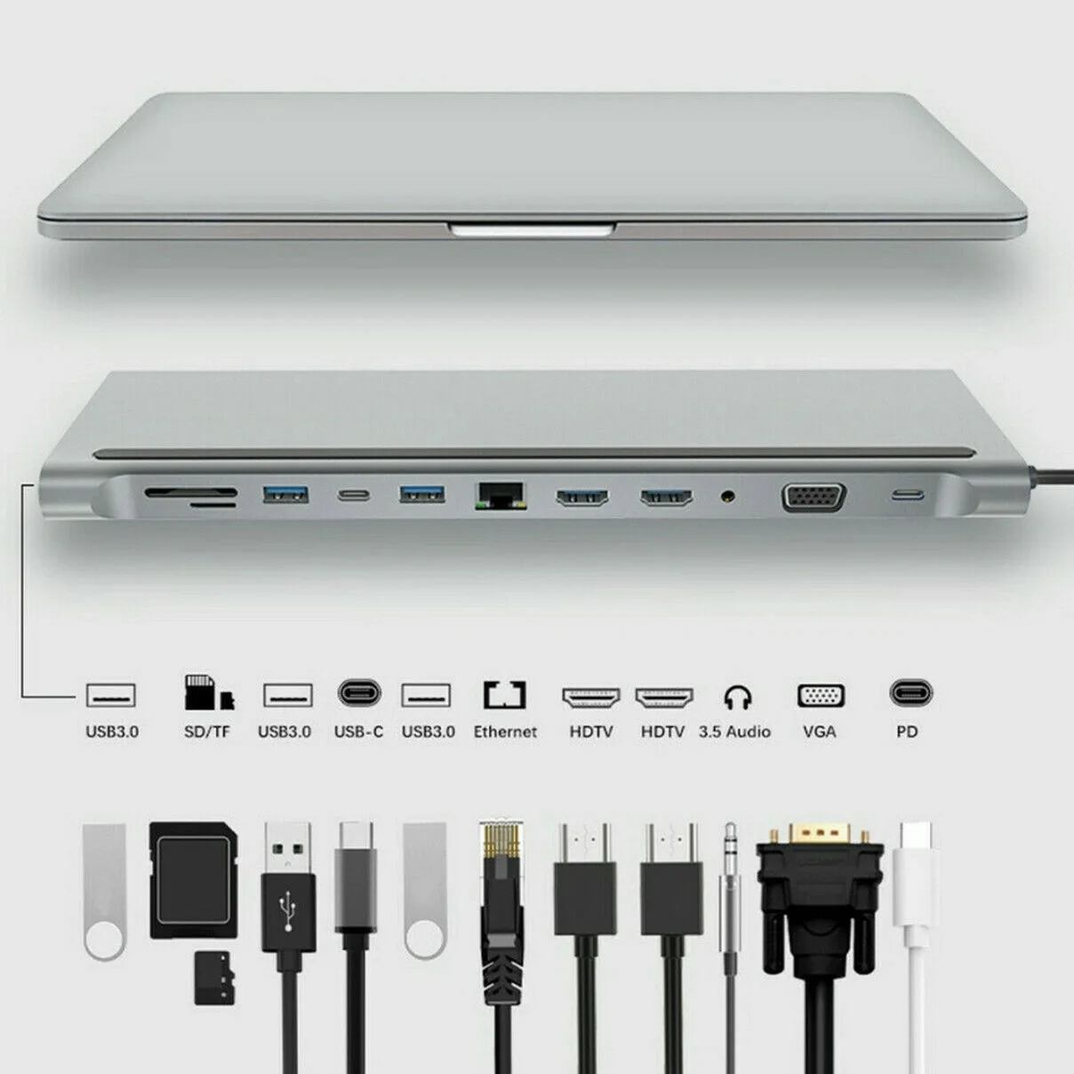 

Док-станция для ноутбука 12 в 1 USB 3,0 HDMI 4K VGA PD usb-хаб для MacBook
