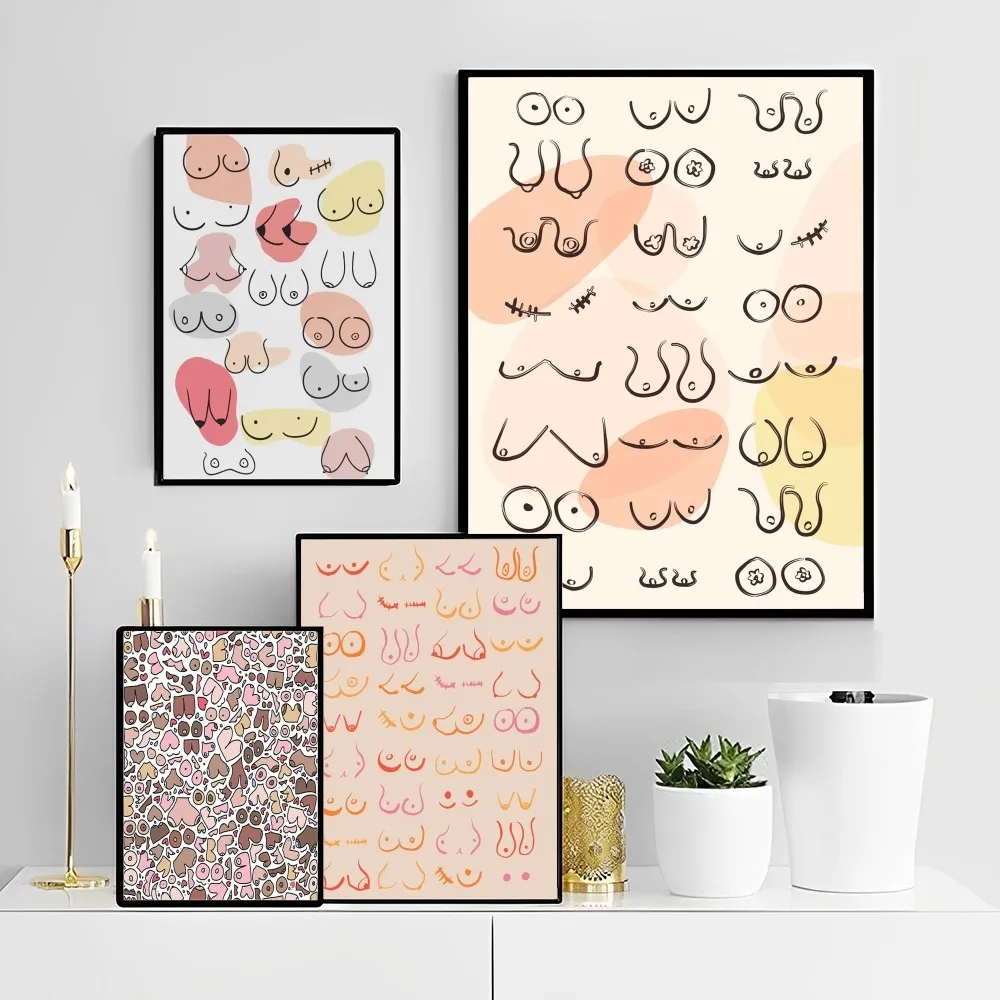 

Body Boob Poster Self-adhesive Art Poster Retro Kraft Paper Sticker DIY Room Bar Cafe Vintage Decorative