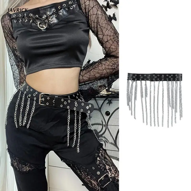 

Punk Black Waist Chain Belt Leather Punk Skirt Belt Punk Jeans Chains Hip Hop Pants Chain Layered Belly Body Chains