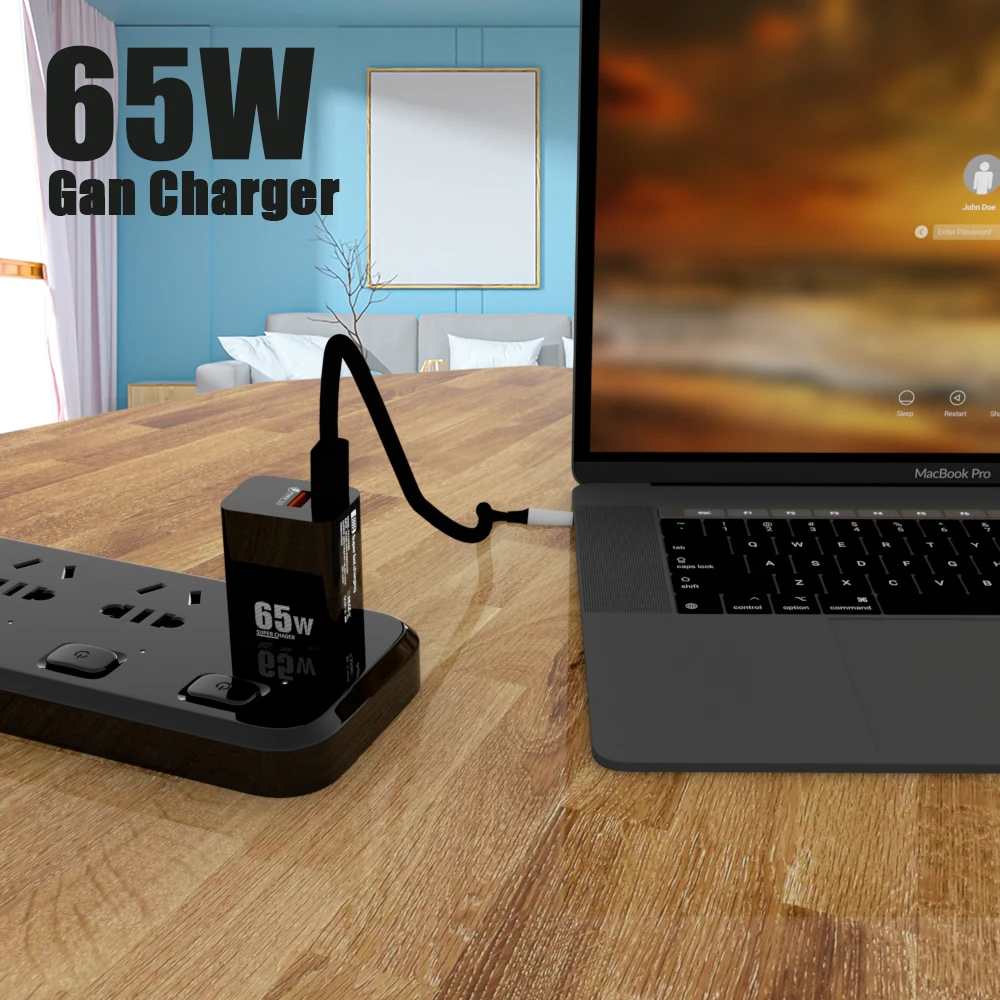 65W Fast Charge Charger type c PD 33W Gan Dual Port Power adapter for MacBook Air iPad  Iphone 13 Pro Max 12 11 Xiaomi Samsung