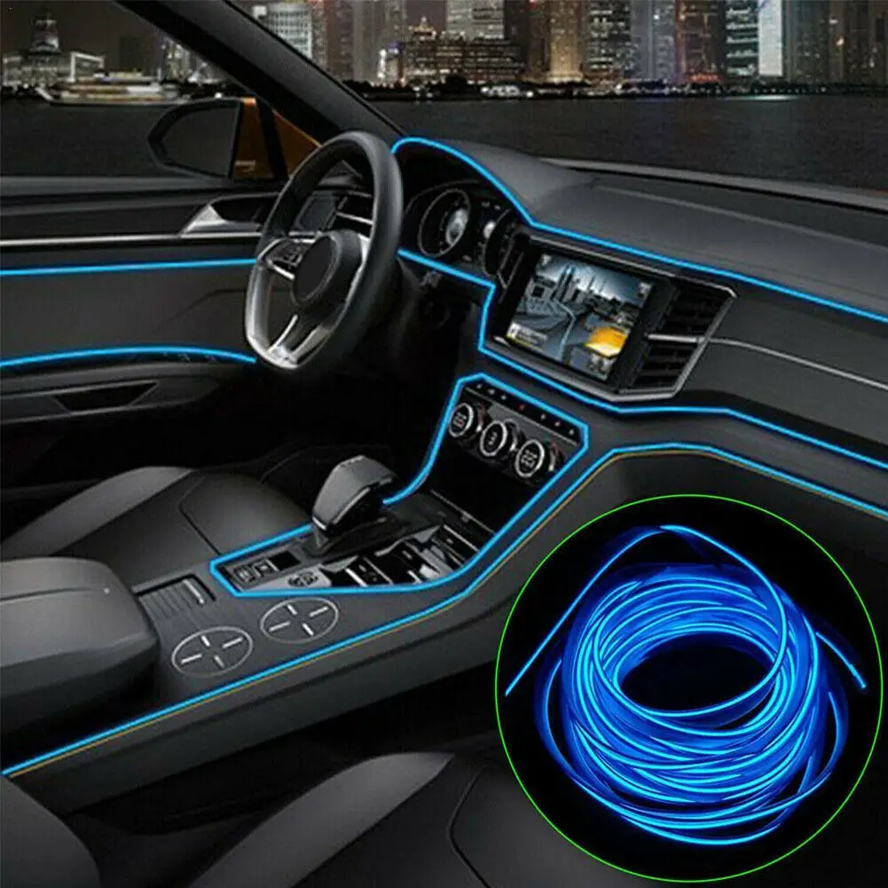

Universal Car LED Neon Decorative Mood Lamp Rope Tube USB Interface Foldable Car Interior Atmosphere Lamp With Cigarette Lighter