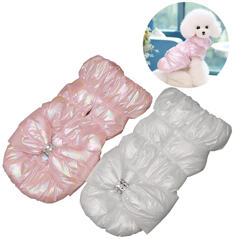 

Winter Turtleneck Dog Jacket for Small Dogs Cats Coat Bow design Puppy Warm Costume Poodle Chihuahua Pug Apprael Pet Supplies