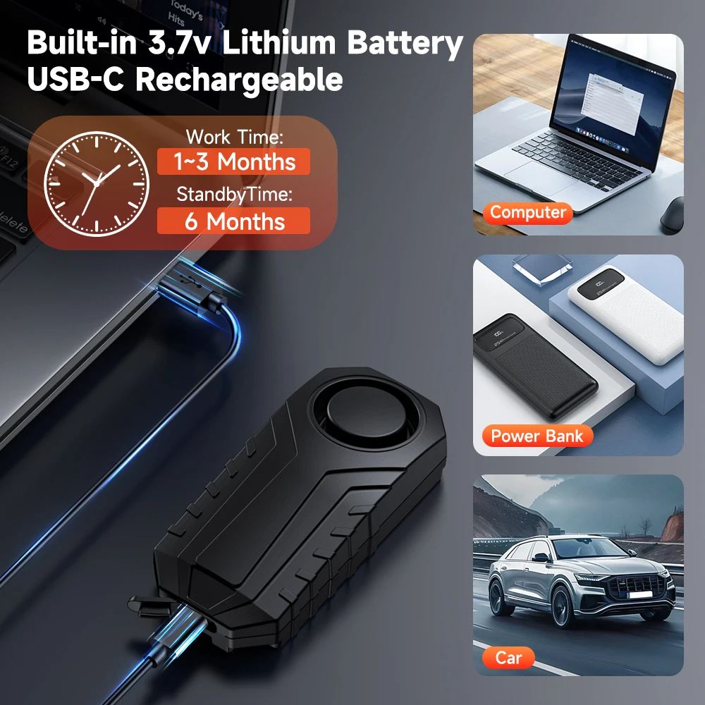 Электроп вибрационная велосипедная сигнализация 700 мАч электрическая охранная