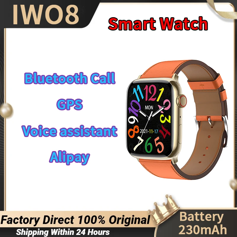 

IWO8 Smart Watch Voice assistant Bluetooth Call Pedometer Blood oxygen Call remind Message notification Push Message