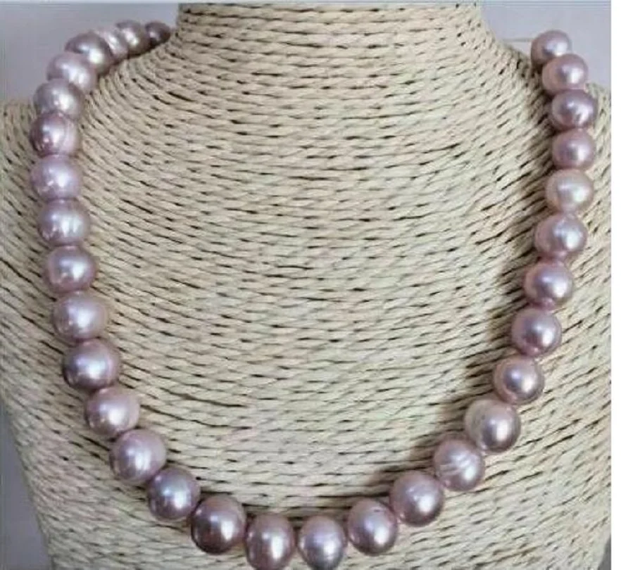 

18 inch AAA+9-10mm natural purple South China Sea Baroque pearl necklace with 14K gold buckle