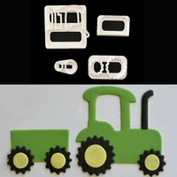 4pcsset tractor car shaped fondant biscuit cutting molds cookie mould tools cake decorating candy tools sugar printing die mold