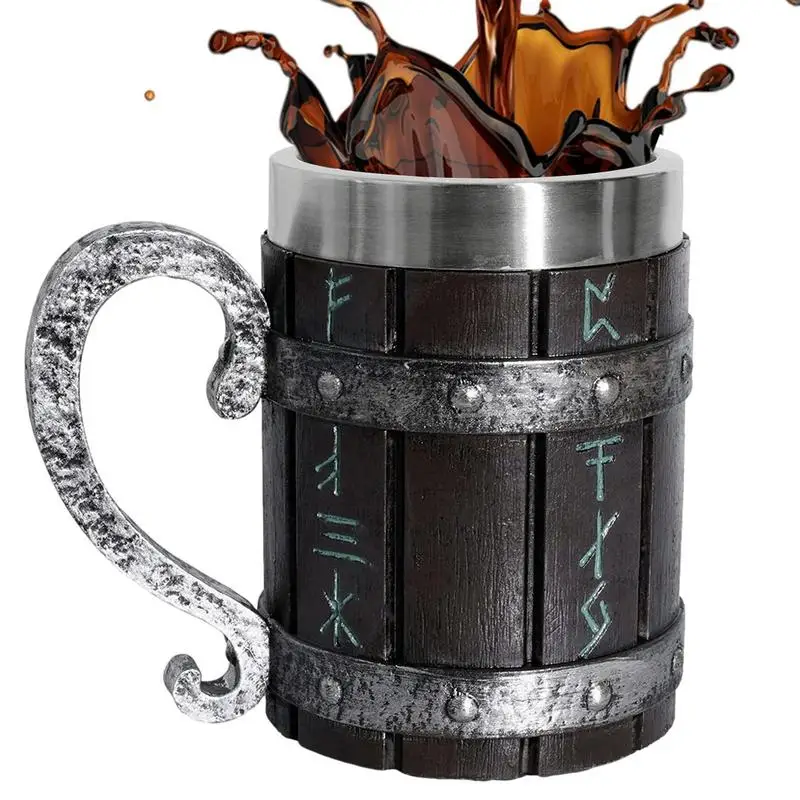 

Beer Mugs Coffee Mugs Double Layer Mugs Warm In Winter And Cool In Summer Thickened 304 Steel Mock Barrel For Coffee Beer Cold