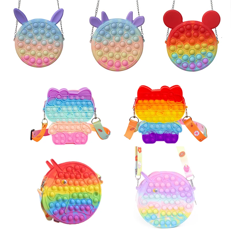 

Kawaii Hello Kitty сумка через плечо Pop It Push Bubble фиджет-игрушки антистресс Женская ранец Popit сжимаемая игрушка для детей подарок