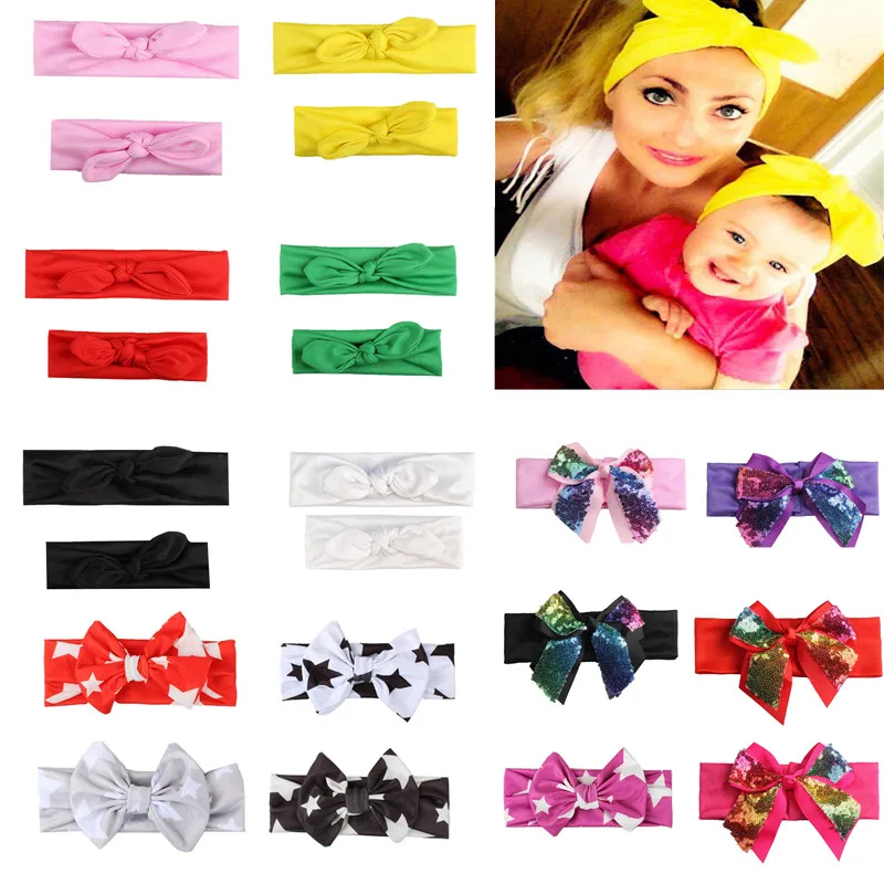 

Mom Mother Daughter Kids Baby Girl Bow Headband Hair Band Accessories Parent-Child Family Headwear Head Band Headdres