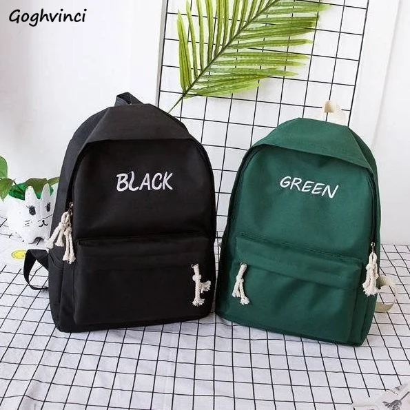 

Backpacks Women Canvas Letter Embroidery Harajuku Teenage School Cute Simple All-match Korean Style Large Capacity Mochilas Ins
