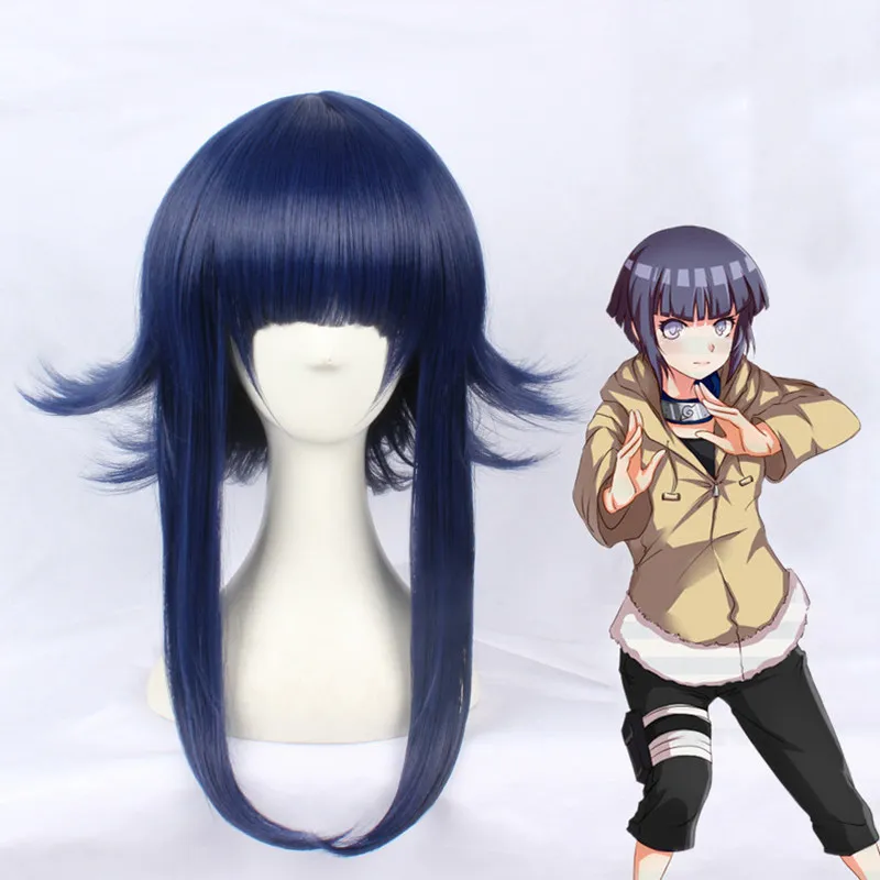 

Hyuga Hinata Cosplay Wig Layered Black Blue Heat Resistant Synthetic Hair Wigs + Wig Cap