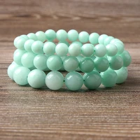 natural bracelet 8mm green amazonite stone bead yoga bracelet bangle hand string for diy jewelry women men amulet accessories