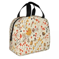 flowers and birds endless floral insulated lunch bags print food case cooler warm bento box for kids lunch box for school